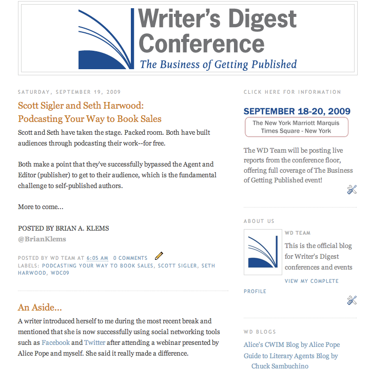 Writer’s Digest Conference: Follow Live Here!